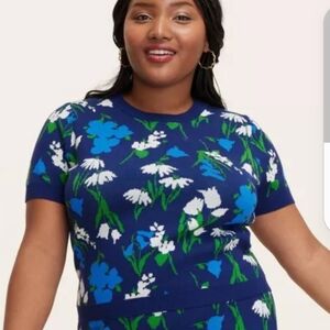 Kate Spade Floral Short Sleeve Sweater